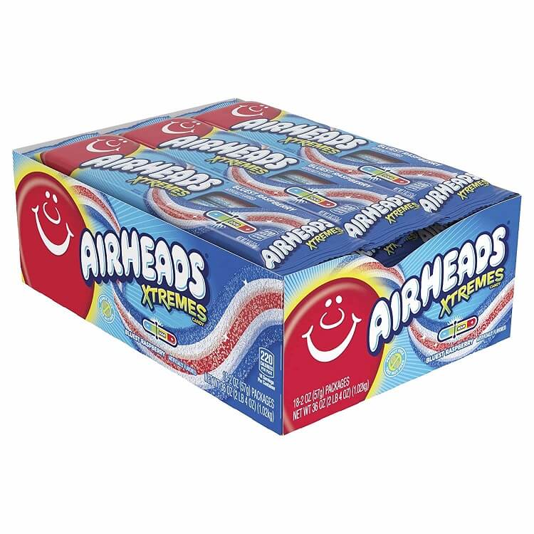 Airheads Bluest Raspberry Xtremes Sour Belts ~ 18ct  