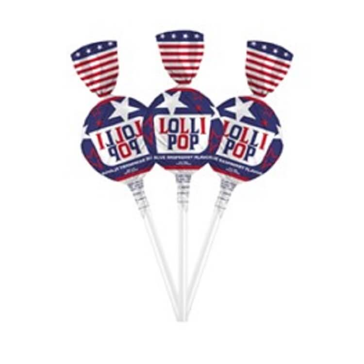 Patriotic Blue Raspberry Lollipops