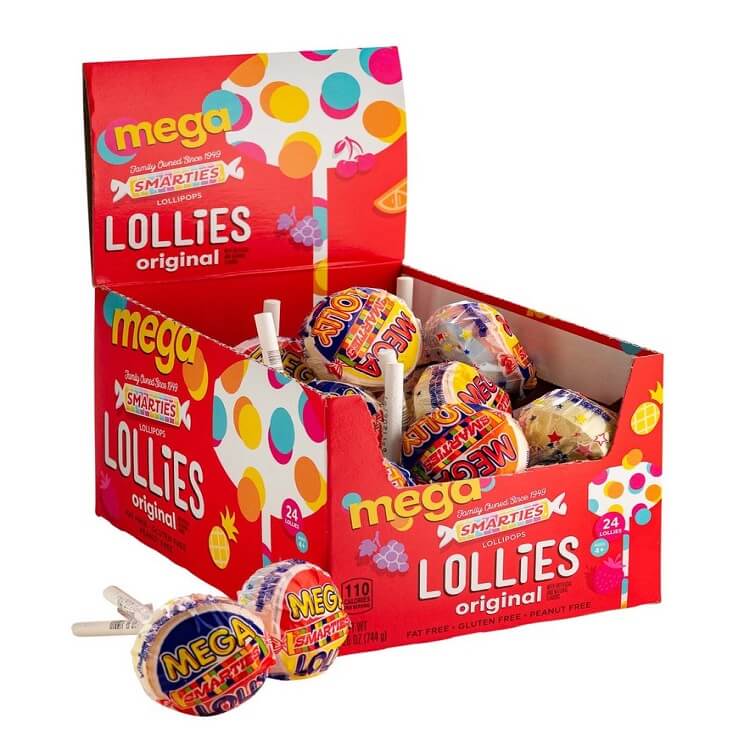 CeDe Mega Smartie Lollipops ~ 24 Count Box