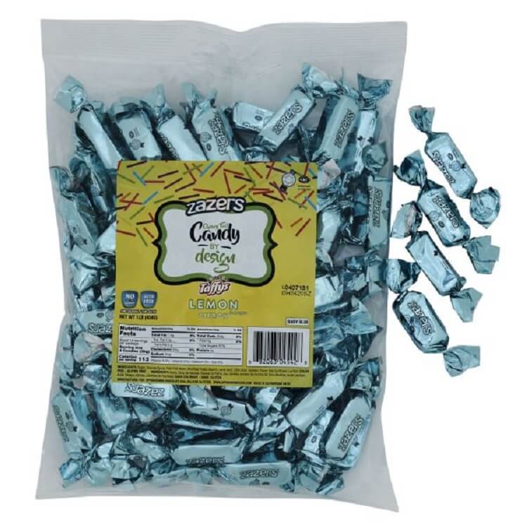 Zazers Baby Blue Foiled Lemon Candy: 1LB Bag