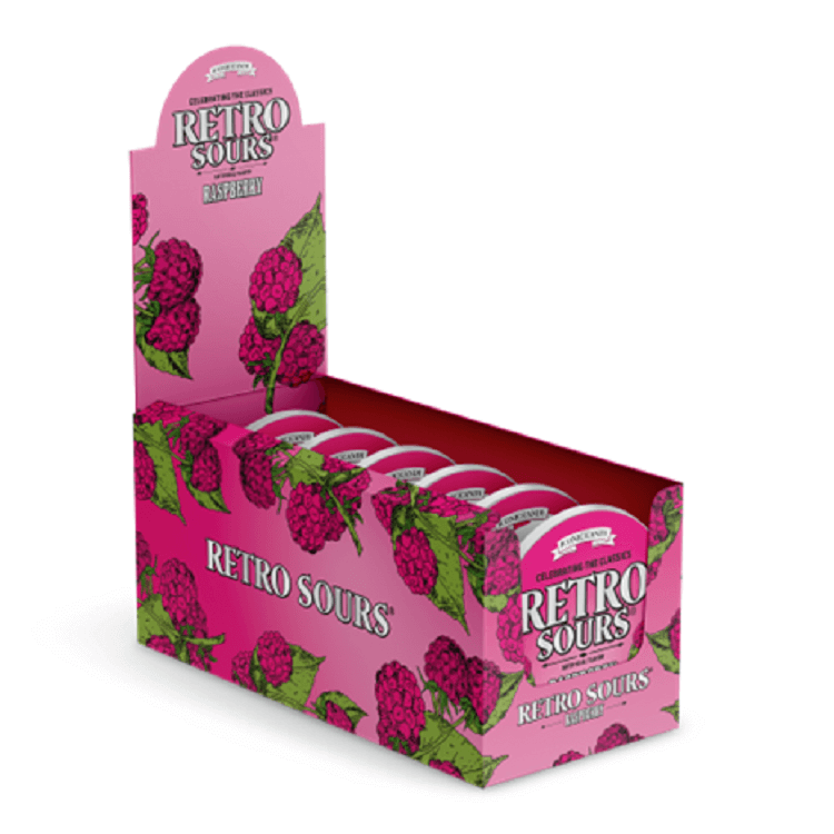 Iconic Candy Retro Sours Raspberry Candy Tins  Iconic Candy Retro Sours Raspberry Candy Tins