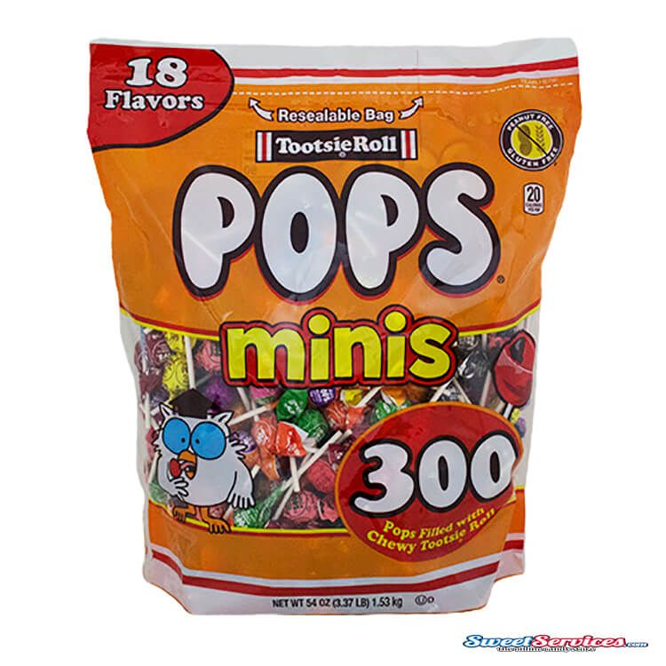 18 Flavor Mini Tootsie Roll Pops~300ct Bag