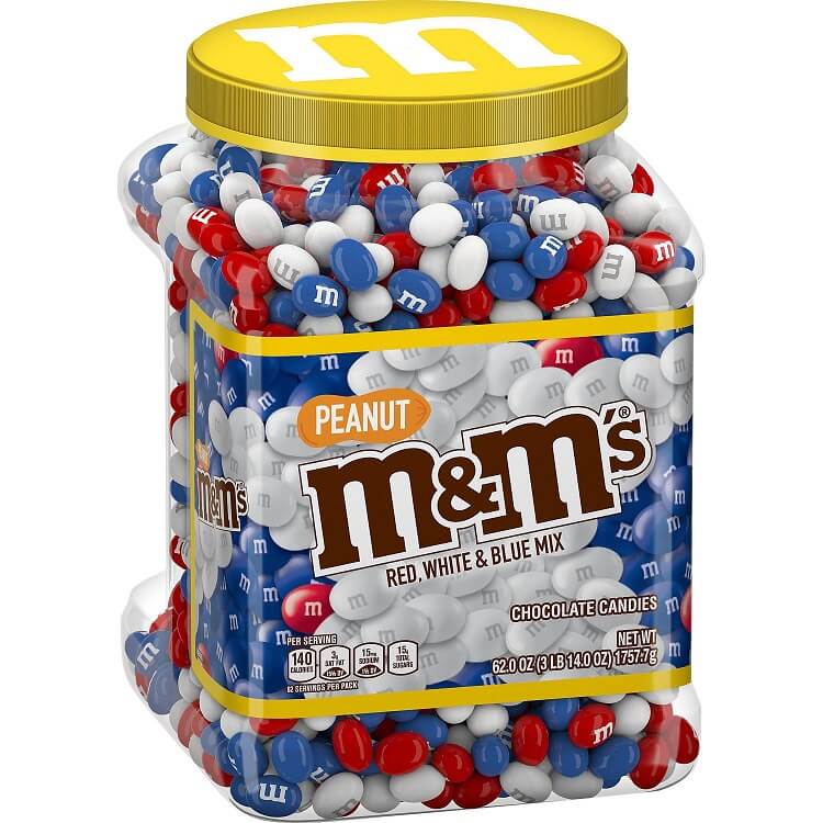 Red, White, & Blue Peanut M&M ~ 62oz. Jar