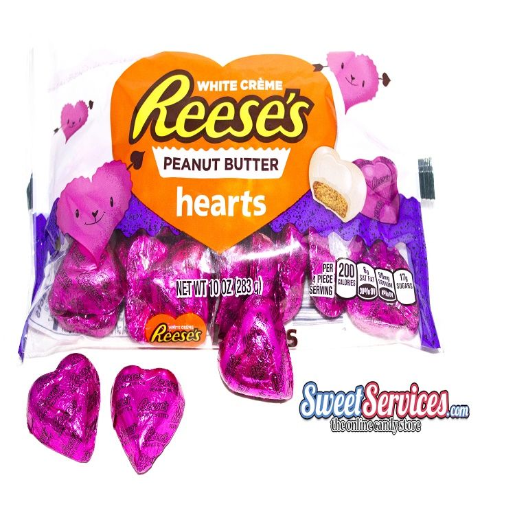 White Creme Reese's Peanut Butter Hearts ~ 10oz Bag 