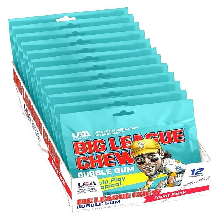 Big League Chew Tropical ~ 12 - 2.12oz Pouches 