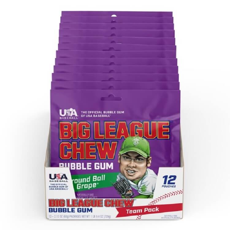 Big League Chew Grape ~ 12 - 2.12oz Pouches