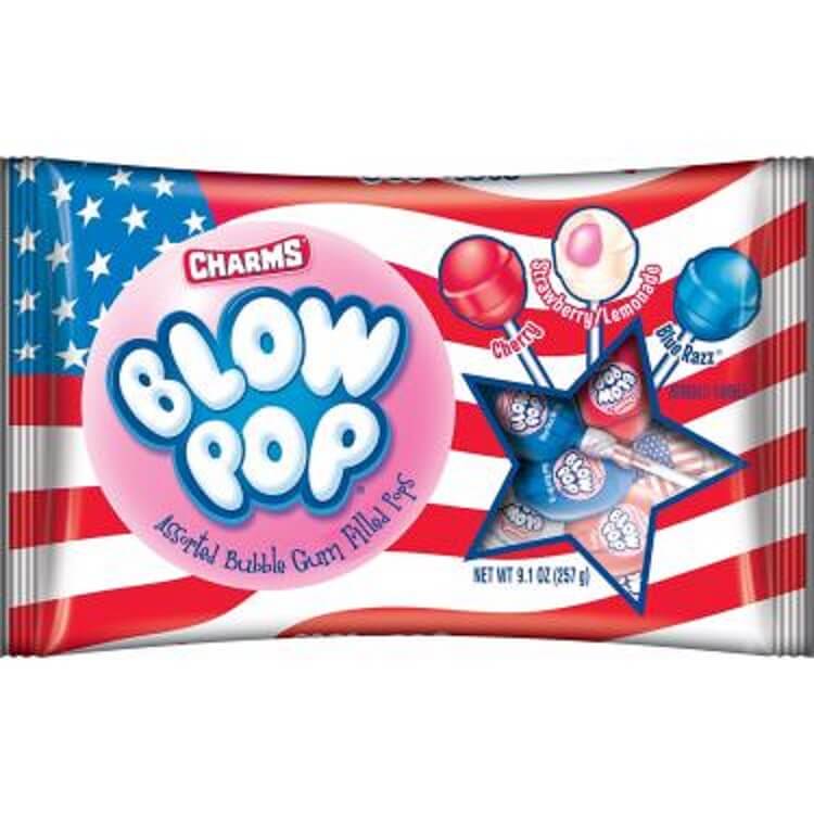 Charms Flag Blow Pops ~ 9.1oz Bag 