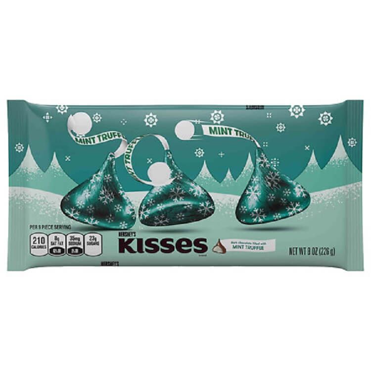 Hershey Dark Chocolate Mint Truffle Kisses 8oz Bag | Chocolate Kisses ...