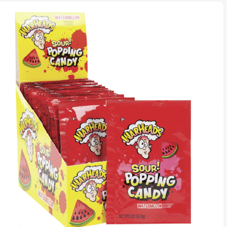 Warheads Sour Watermelon Popping Candy  Warheads Sour Watermelon Popping Candy