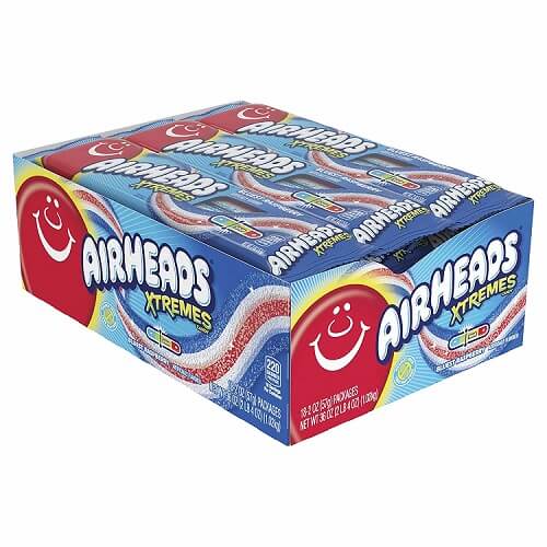 Airheads Bluest Raspberry Xtremes Sour Belts ~ 18ct  