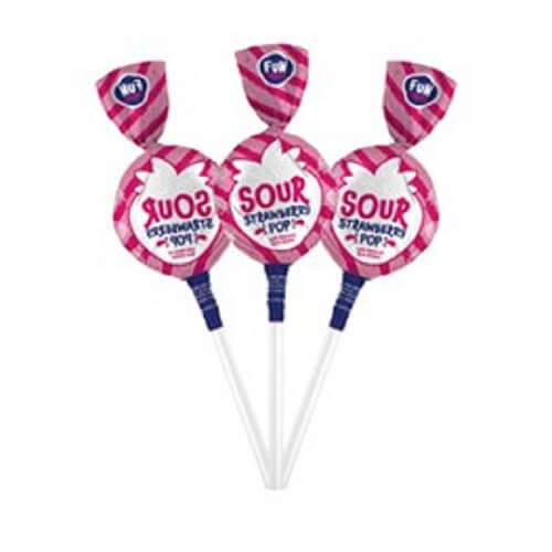 Funtasty Sour Strawberry Lollipops