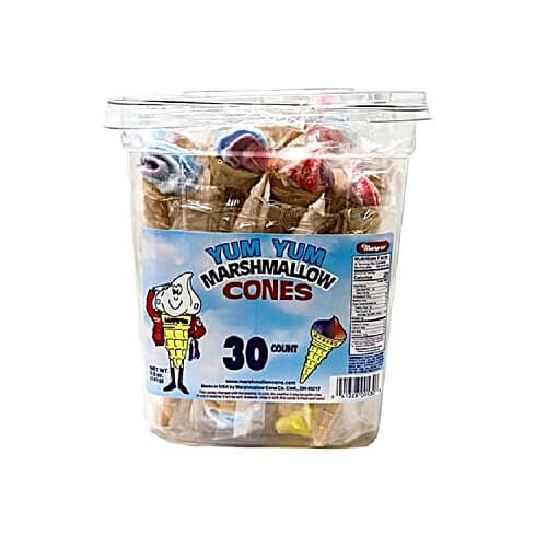 Marshmallow Candy Cones 30 Count Tub