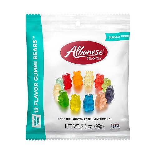 Albanese Sugar Free Assorted Gummi Bears ~ 12-3.5oz Peg Bags