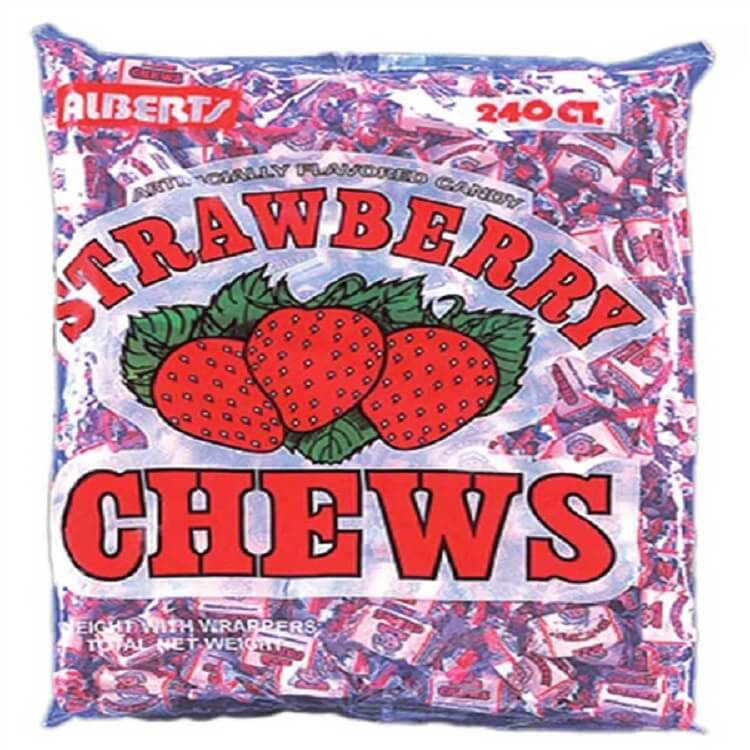 Alberts Strawberry Fruit Chews 240 Count Bag Parade Candy