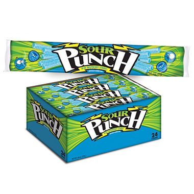 Sour Punch Straws Blue Raspberry ~ 24ct