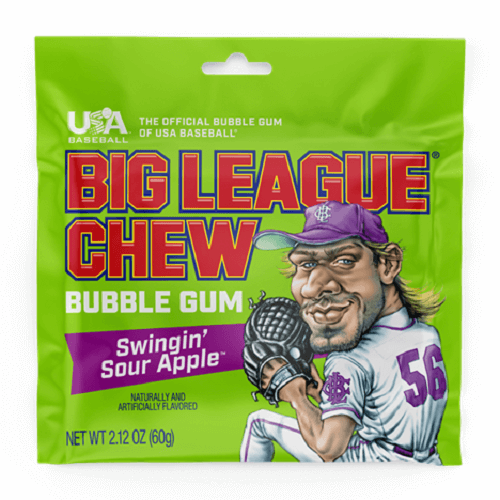 Big League Chew Sour Apple ~ 12 - 2.12oz Pouches