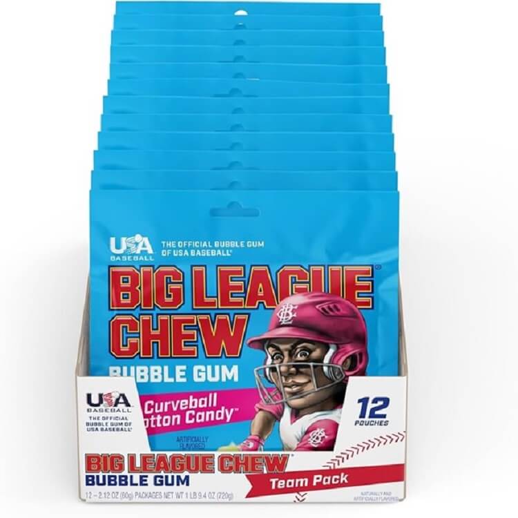 Big League Chew Cotton Candy ~ 12 - 2.12oz Pouches