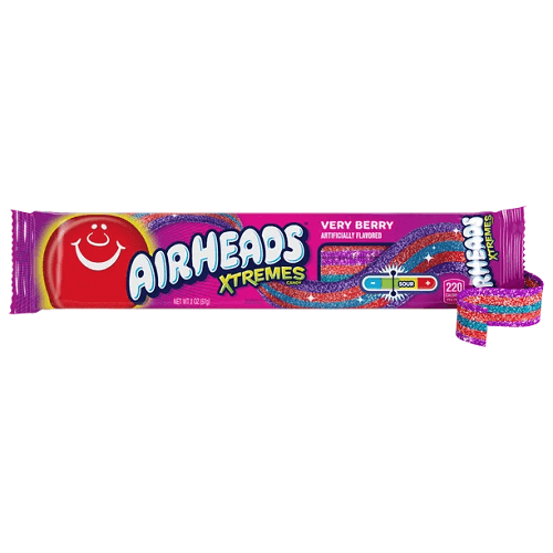 Airheads Very Berry Xtremes Sour Belts ~ 18ct