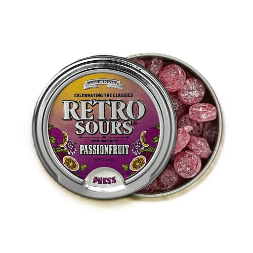 Iconic Candy Retro Sours Passionfruit Candy Tins | Sour Candy ...